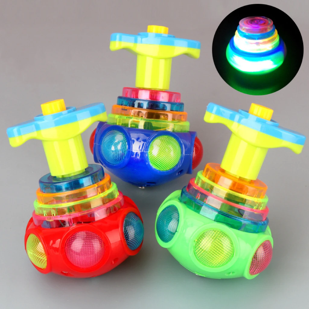 1 PCs Random Color Luminous Music Rotating Gyroscope Outdoor Toys Colorful Lights Luminous Toys Notes