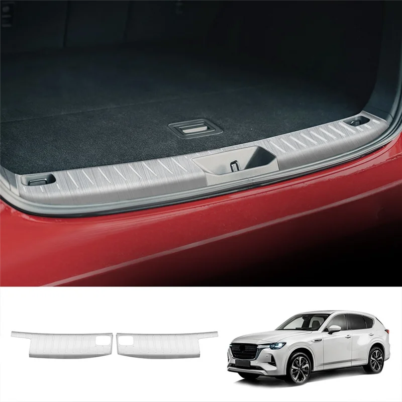 Car Rear Bumper Built-In Rear Guard Trunk Anti-Scratch Guard Car Accessories for Mazda CX60 2022 2023 Black 2PCS