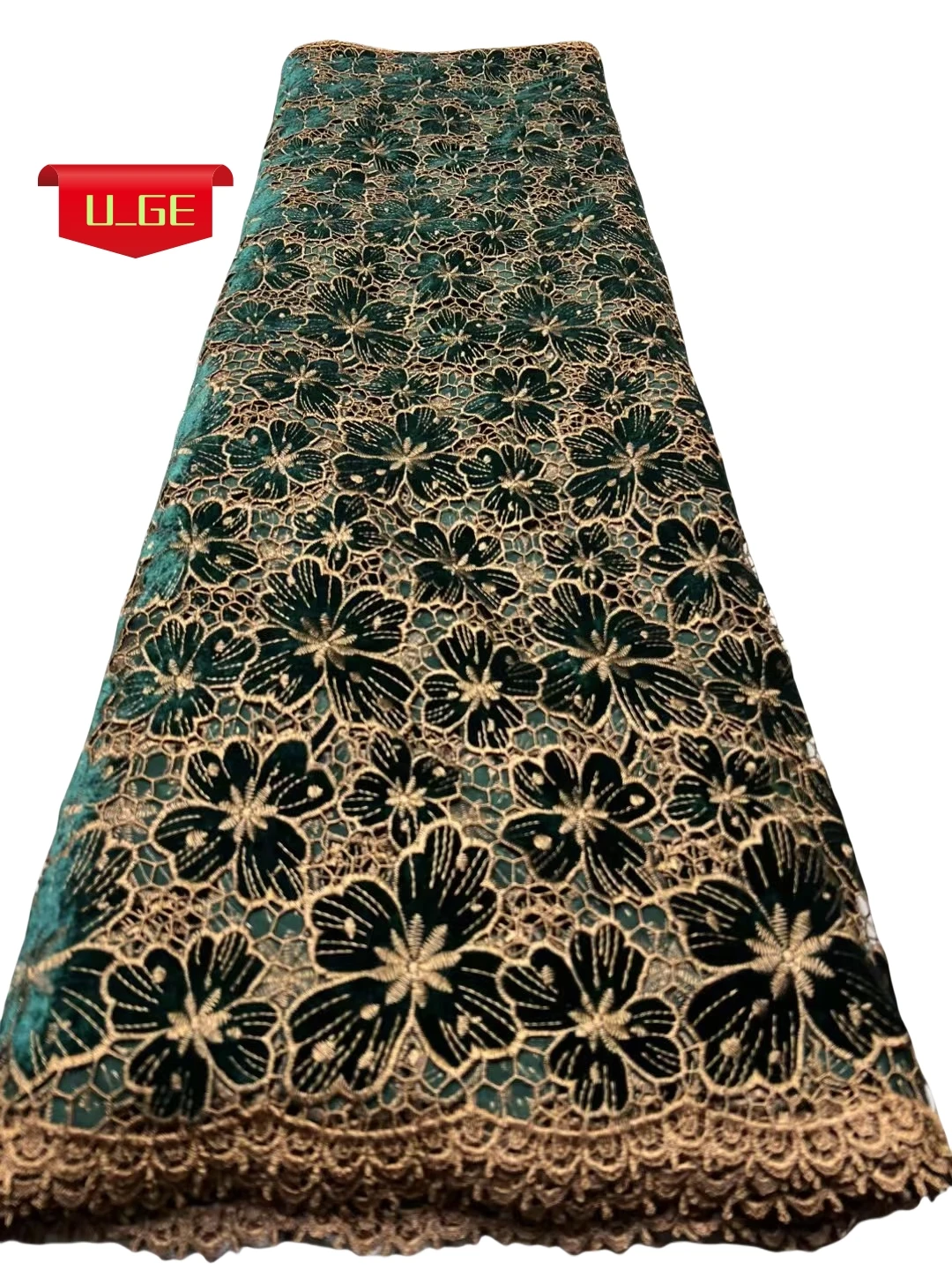 

Factory Offers Premium Embroidered Velvet Lace Fabric - Austria Soft Velvet for Bridal Party Evening Dresses U_GE1726