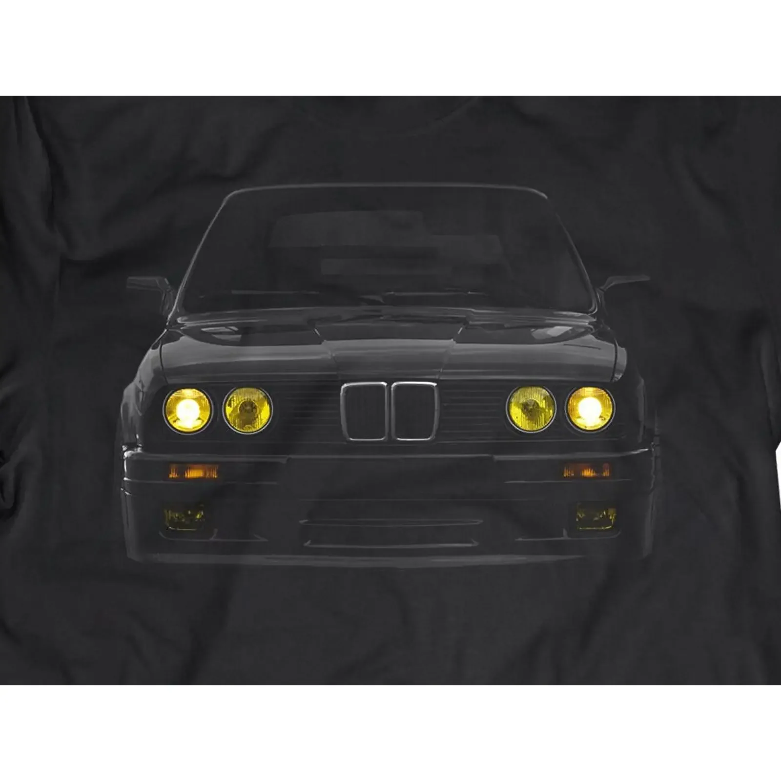 Classic E30 Car T Shirt Yellow Headlights Retro Lover  vintage Washed streetwear designer clothes homme Top For Everyday Wear