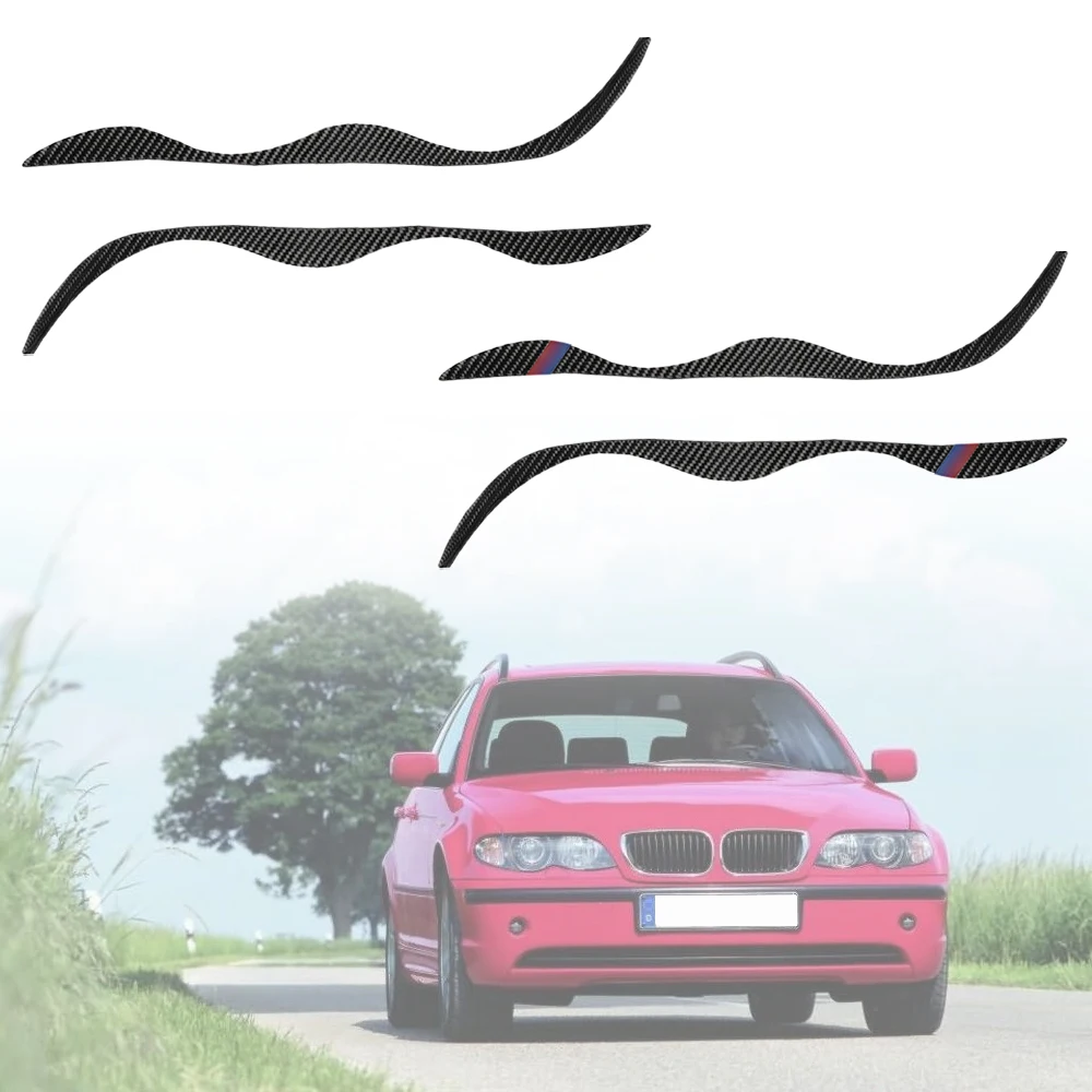 

2Pcs For BMW E46 Old 3 Series 1998-2005 Headlights Stickers Eyebrow Eyelids Trim Carbon Fiber Cover Car Decorative Accessories