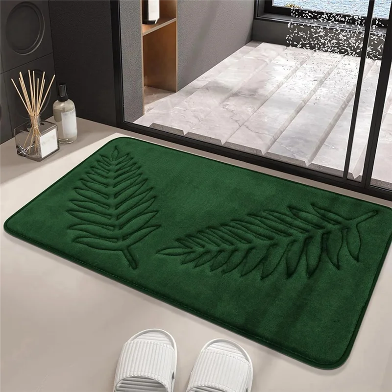 TAIGH-Memory Foam Bath Rugs Leaf Bath Mat Non-Slip Strong Water Absorbent Microfiber Bath Mat Rug Water Absorbent Bath Rugs