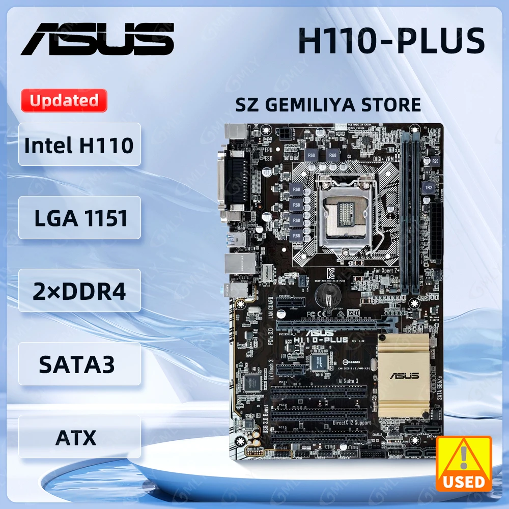 Asus H110-PLUS Motherboard Intel H110 LGA 1151DDR4 32GB support 6300 7300 7400 6400 6500 7600 6700 G4520 ATX