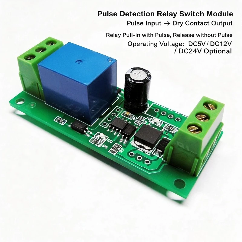2pcsPulse Detection Switch Module, Pulse Signal to Dry Contact Relay, Pull-in with Pulse & Release without Pulse