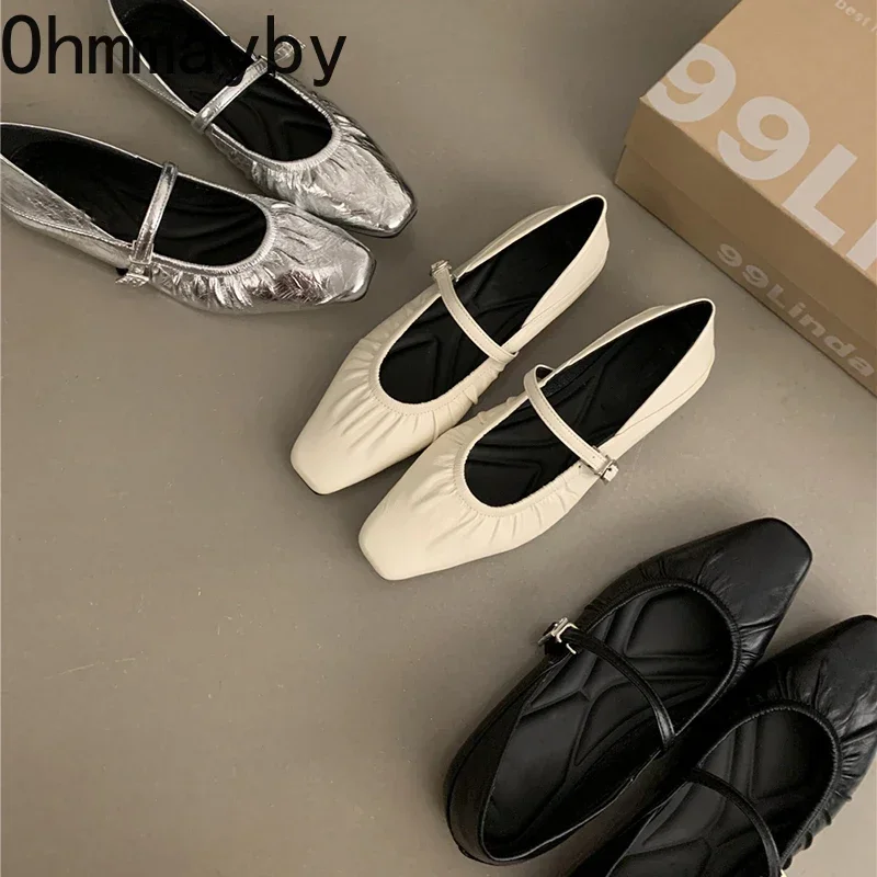 2024 Luxury Designer Women Ballet Flat Shoes Fashion Shallow Buckle Ladies Comfort Soft Sole Flat Heel Ballerina Shoes