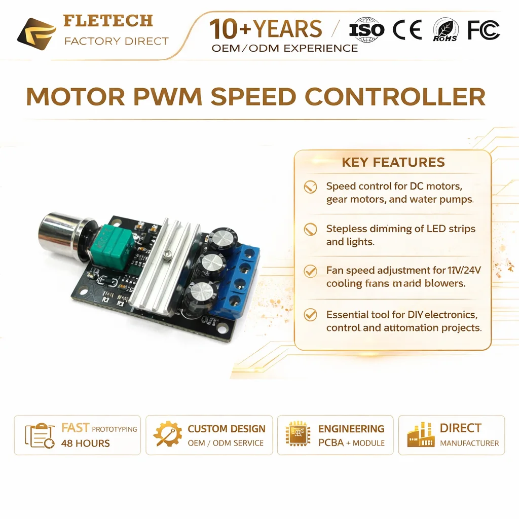 DC6V–28V 3A 80W PWM Motor Speed ​​Controller/Regulator Light Module Adjustable Variable Speed ​​Control with PotentiometerSwitch