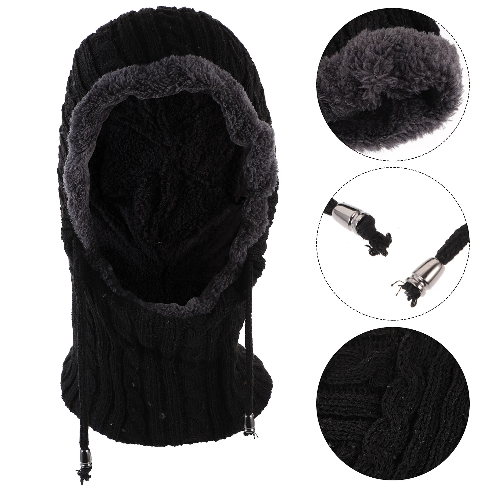 قبعة صغيرة محبوكة دافئة مع وشاح مرفق مقاس واحد قبعة شتوية لحماية الرقبة بالكامل للأنشطة الخارجية والركض على الجليد