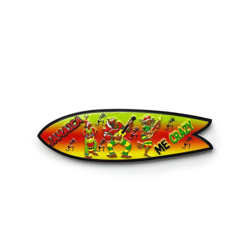 

Jamaican Creative Features3dPainted Surfboard Cultural and Creative Magnetic Refrigerator Sticker Travel Souvenirs Home Decorati