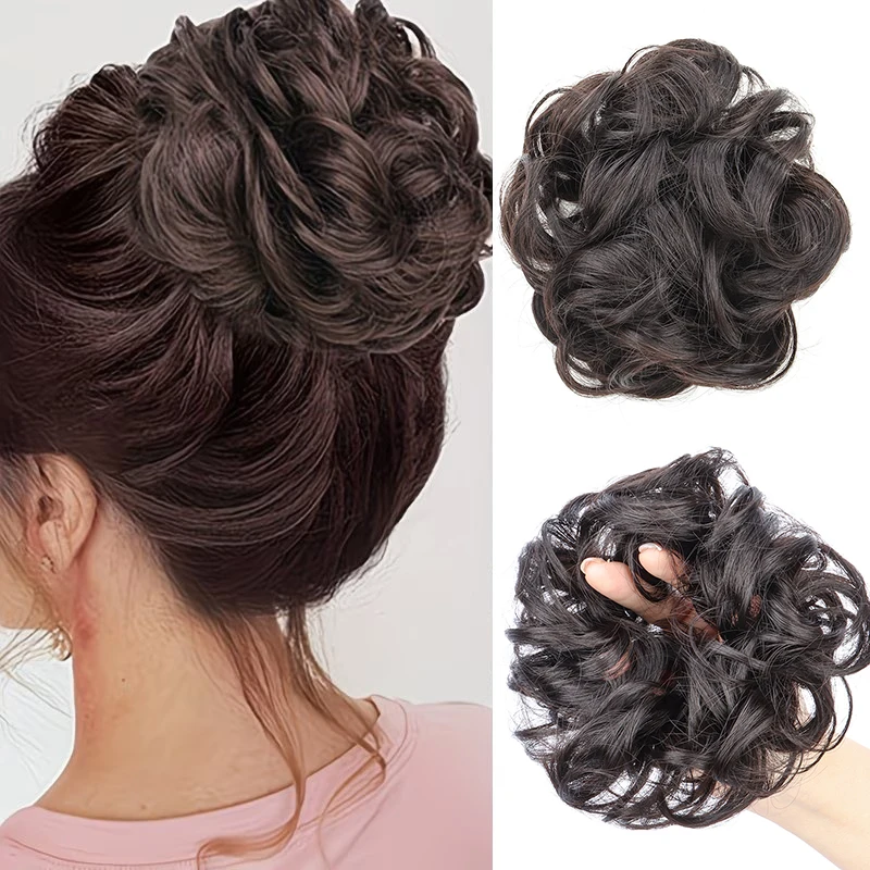 Synthetic Messy Bun Hair Scrunchie Extension Fake Hair Bun Chignon Elastic Hairpiece Hair Accessories for Women