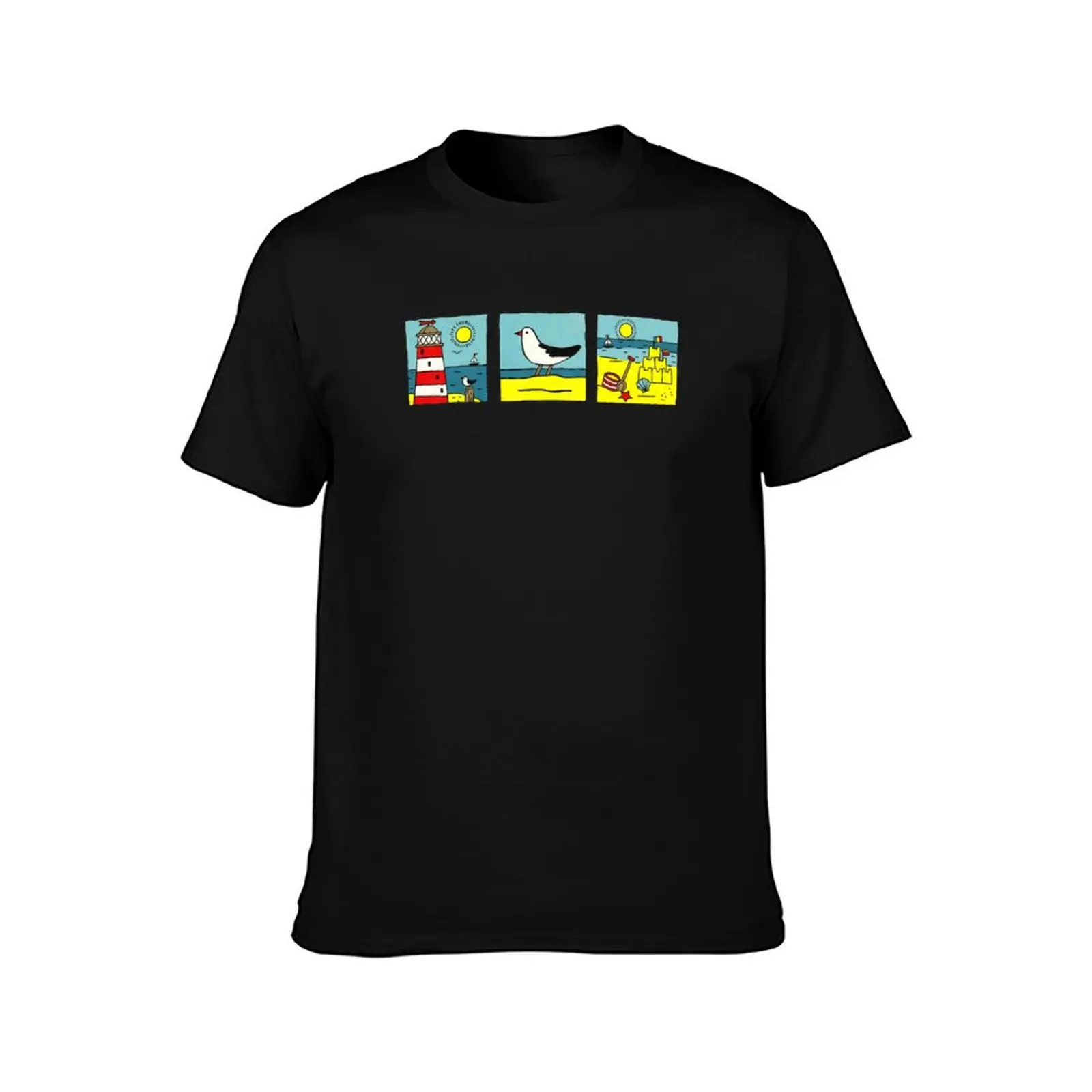 Beach, Gull and Lighthouse T-Shirt oversizeds graphic tee shirt men graphic t shirts