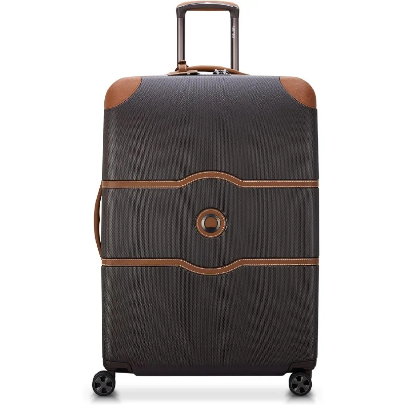 DELSEY PARIS Chatelet Air 2.0 Hardside Luggage with Spinner Wheels, Chocolate Brown, Checked-Large 28 Inch