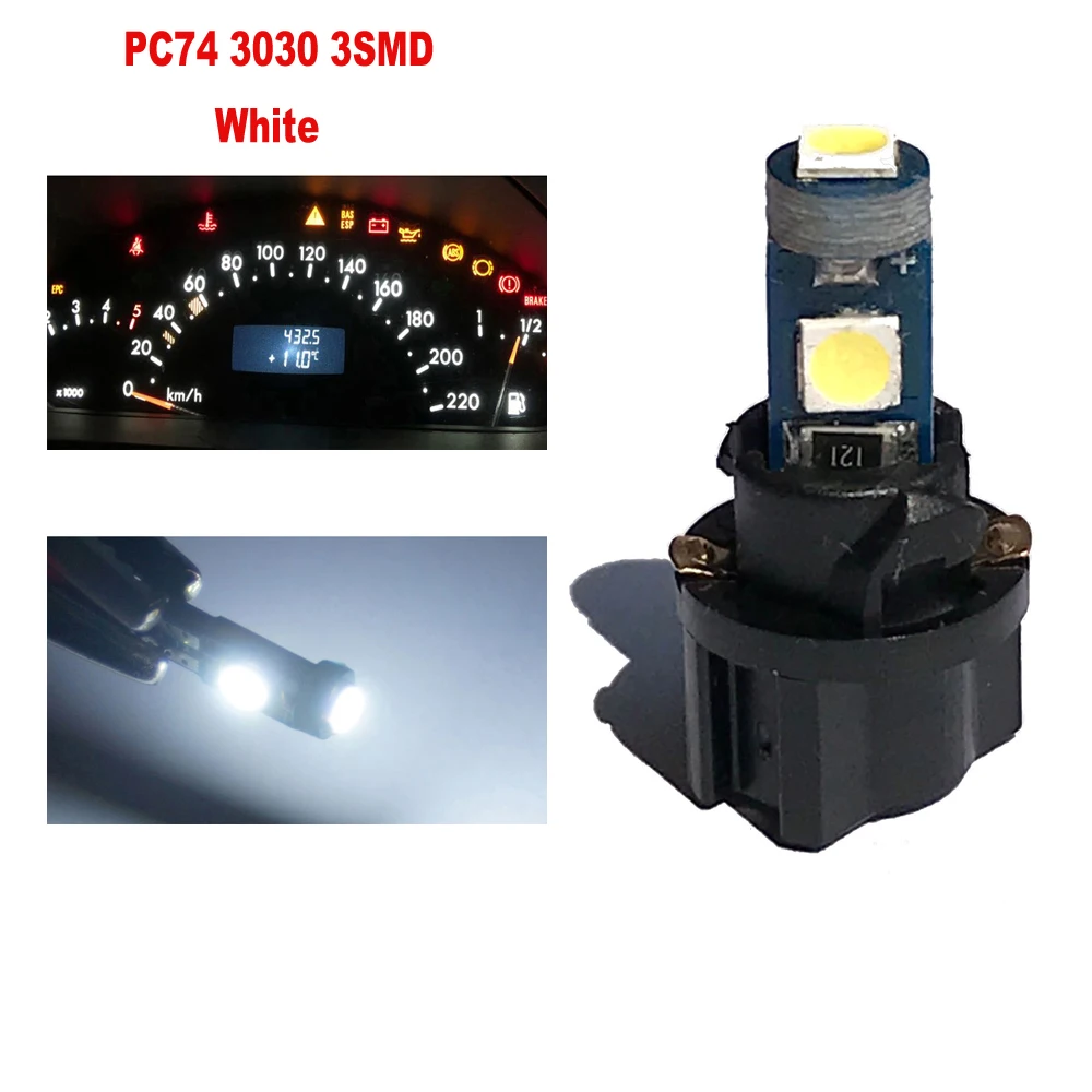 5/10/20 piezas T5 PC74 Led W3W luz Interior del coche tablero indicador de calentamiento Canbus Auto instrumento luz cuña calibre bombilla blanca