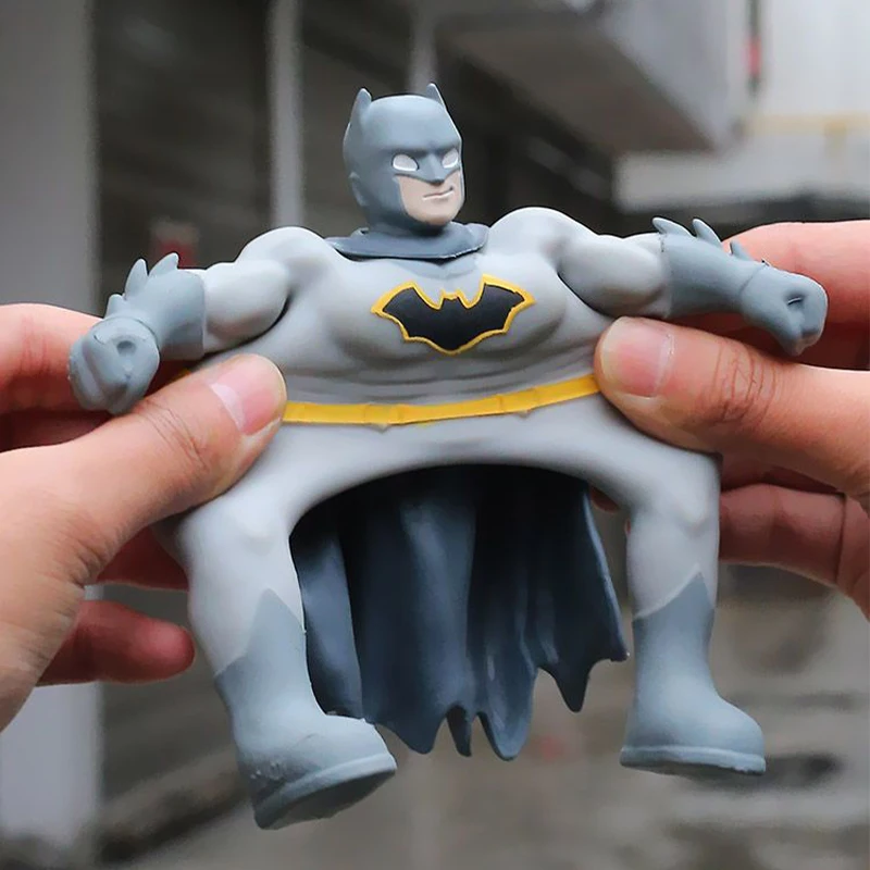 Genuine Dc Superhero Bruce Wayne Batman Superman Aquaman Soft Rubber Elastic Stretching Decompression Toys Model Birthday Gift