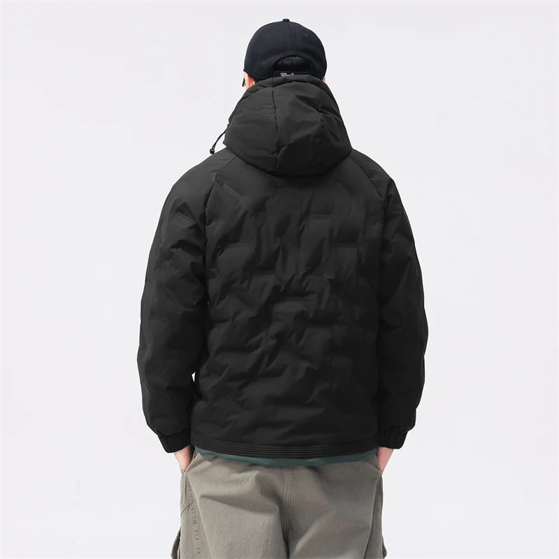 冬カジュアル高級品質メンズ綿入りジャケット冬耐寒性暖かいフード付きコートファッショナブルな綿入りジャケット
