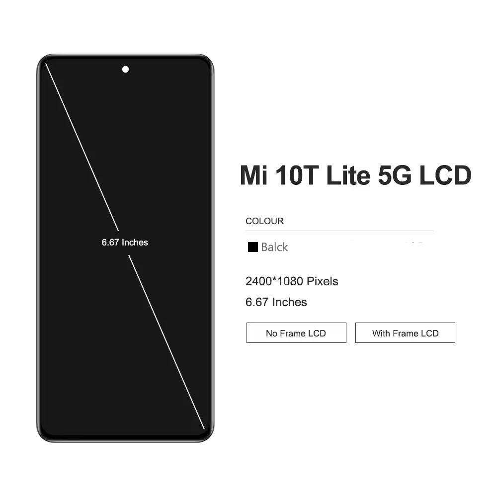 6.67'' For Mi 10T Lite 5G Screen Replacement, for Xiaomi Mi 10T Lite 5G M2007J17G Lcd Display Digital Touch Screen With Frame