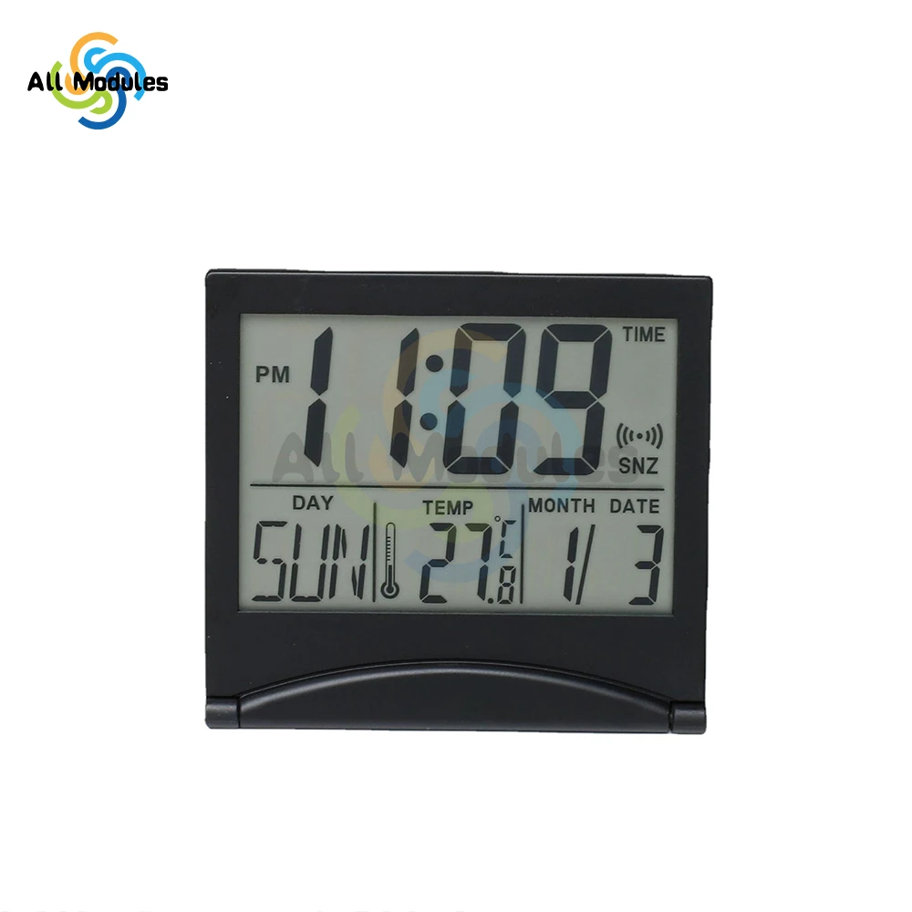 Small Lcd Digital Alarm Clock Folding Travel Calendar Temperature Snooze Clock Desktop Perpetual Calendar Electronic Clock