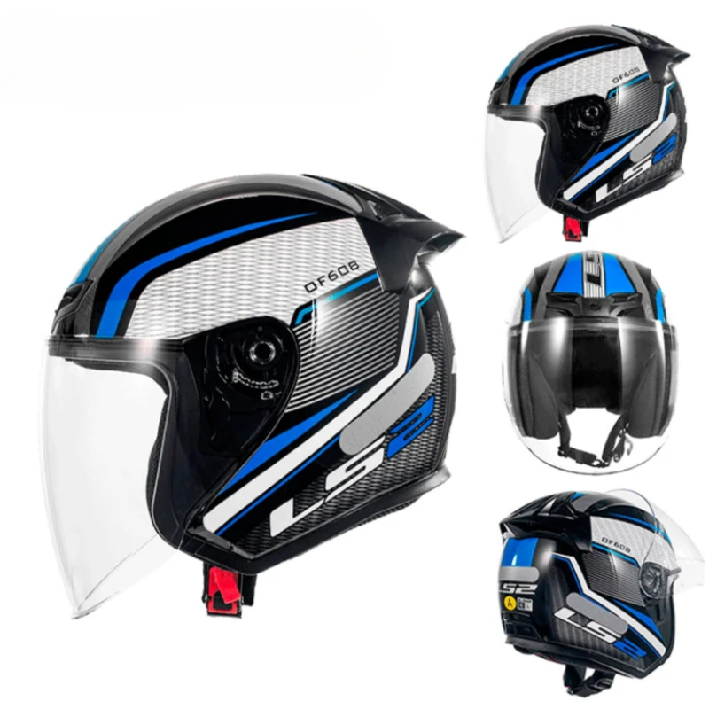 

Open Face Helmet LS2 Motorcycle Helmet 3/4 Electric Power Assisted Vehicle Four Seasons Large Tail Wing Men's and Women's