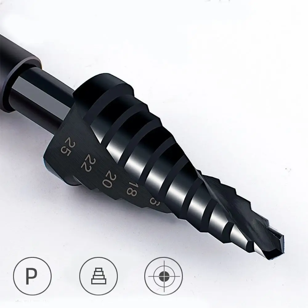 NEW HSS Step Drill Bit Home Tool Straight groove Spiral Drill Stepper Bit Spiral Black Pagoda Bits