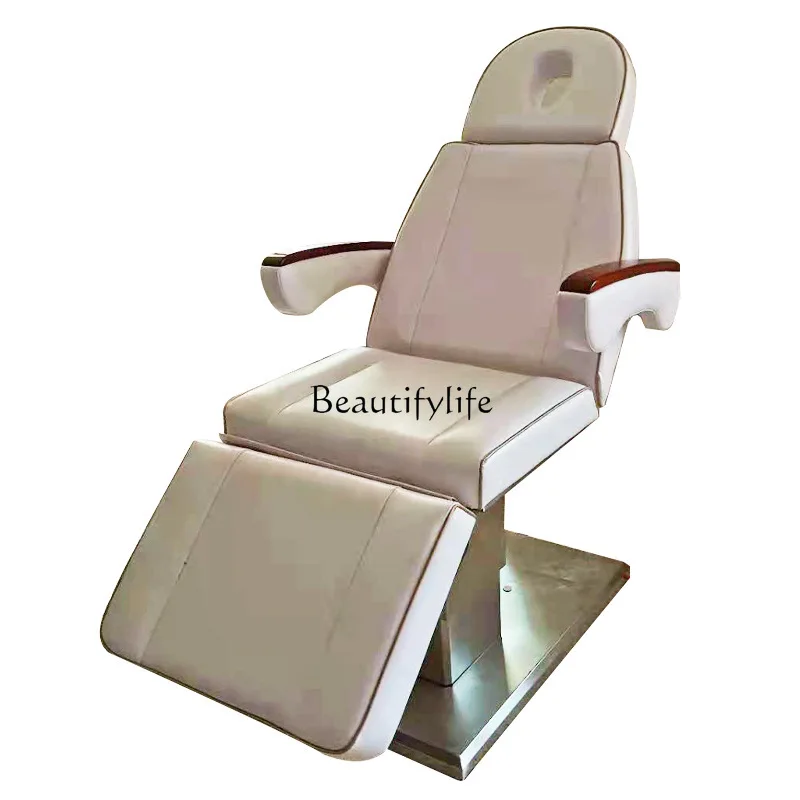 Beauty salon special stainless steel folding lifting pattern embroidery bed beauty spa massage bed