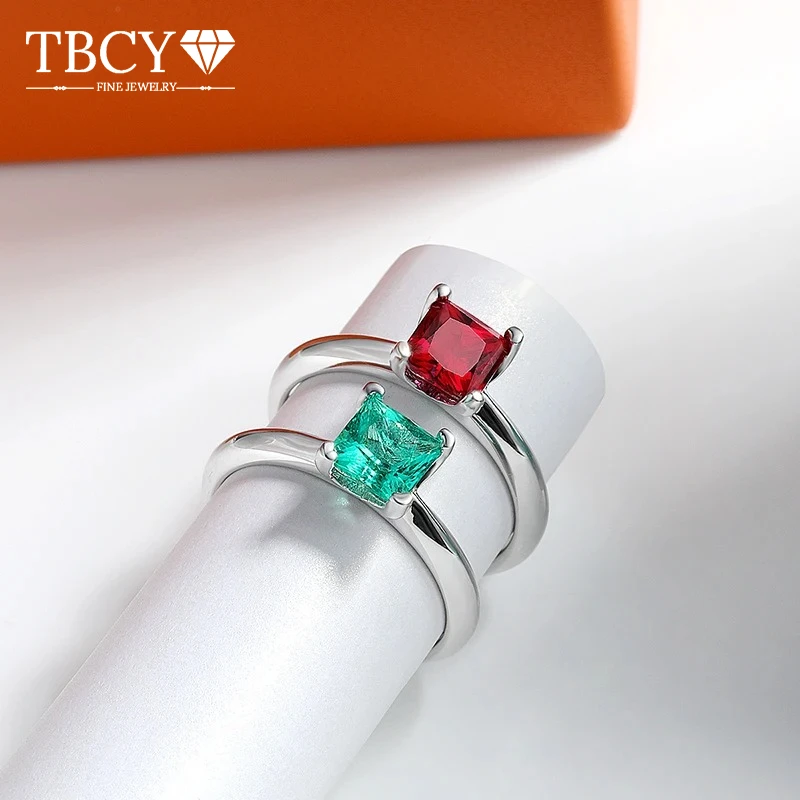 

TBCYD 1 CT 100% настоящие культивированные кольца изумруда/рубина/муассанита с бриллиантами для женщин и мужчин, стерлинговое серебро 925 пробы, обручальные украшения