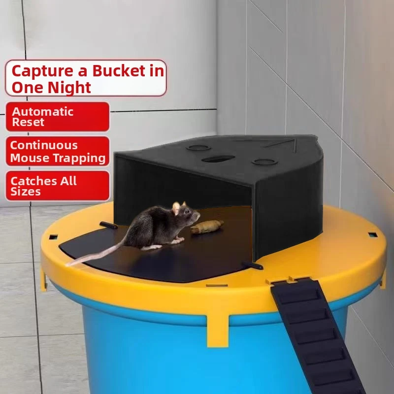 

Mouse Trap Bucket Flip Lid -Multi-Catch Auto-Reset Humane or Lethal Rat Trap ABS Material -Bucket Compatible