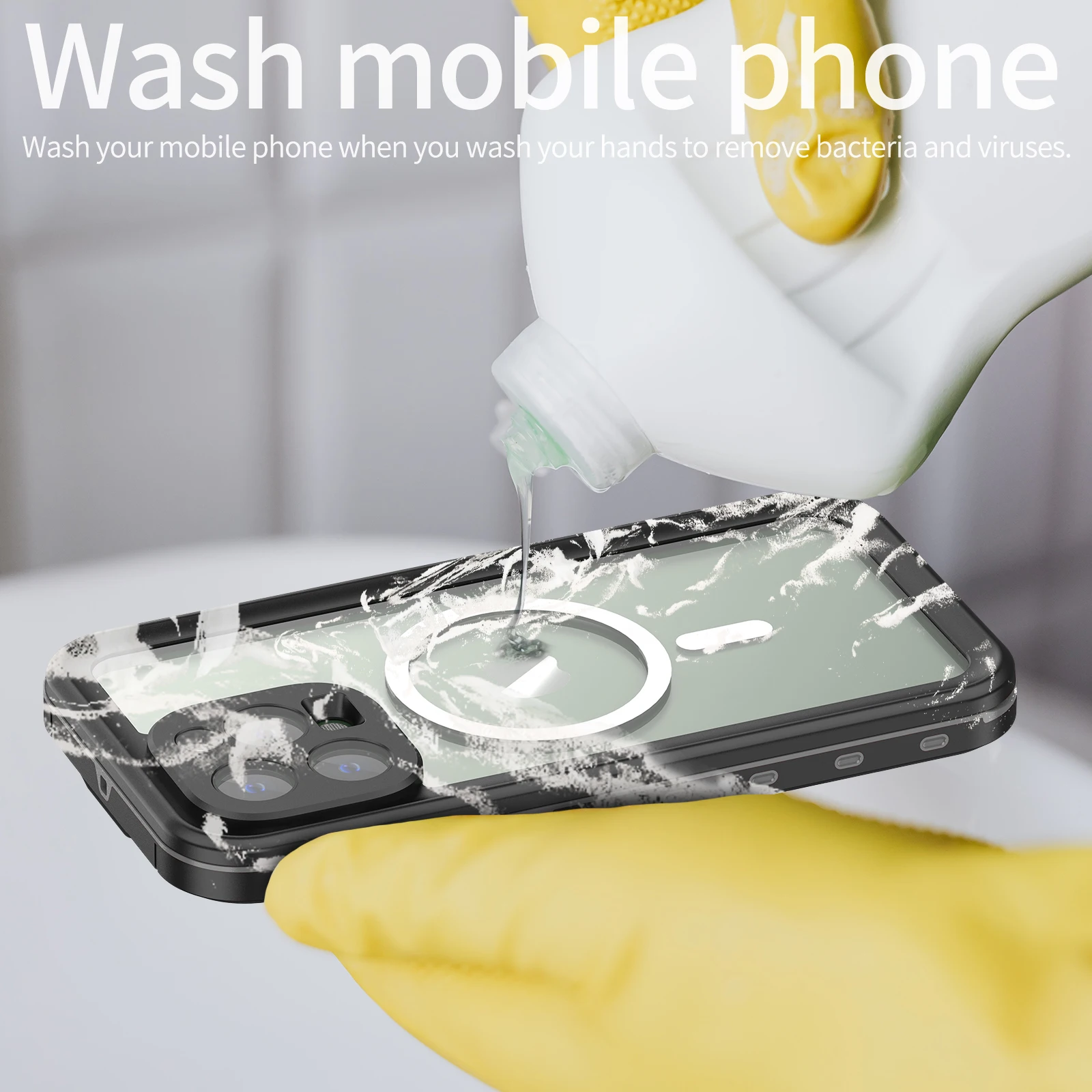 Shellbox-Bestseller Magnetische Stoßfeste Staubdichte IP68 Professionelle Wasserdichte Handyhülle für iPhone 16 Pro Max/15/14/13 – Detail 7