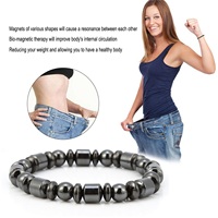 Unisex Fashion Weight Loss Black Stone Bracelet Beads Burning Fat Magnetic Therapy Slimming Bracelet Body Shaping For Men Women