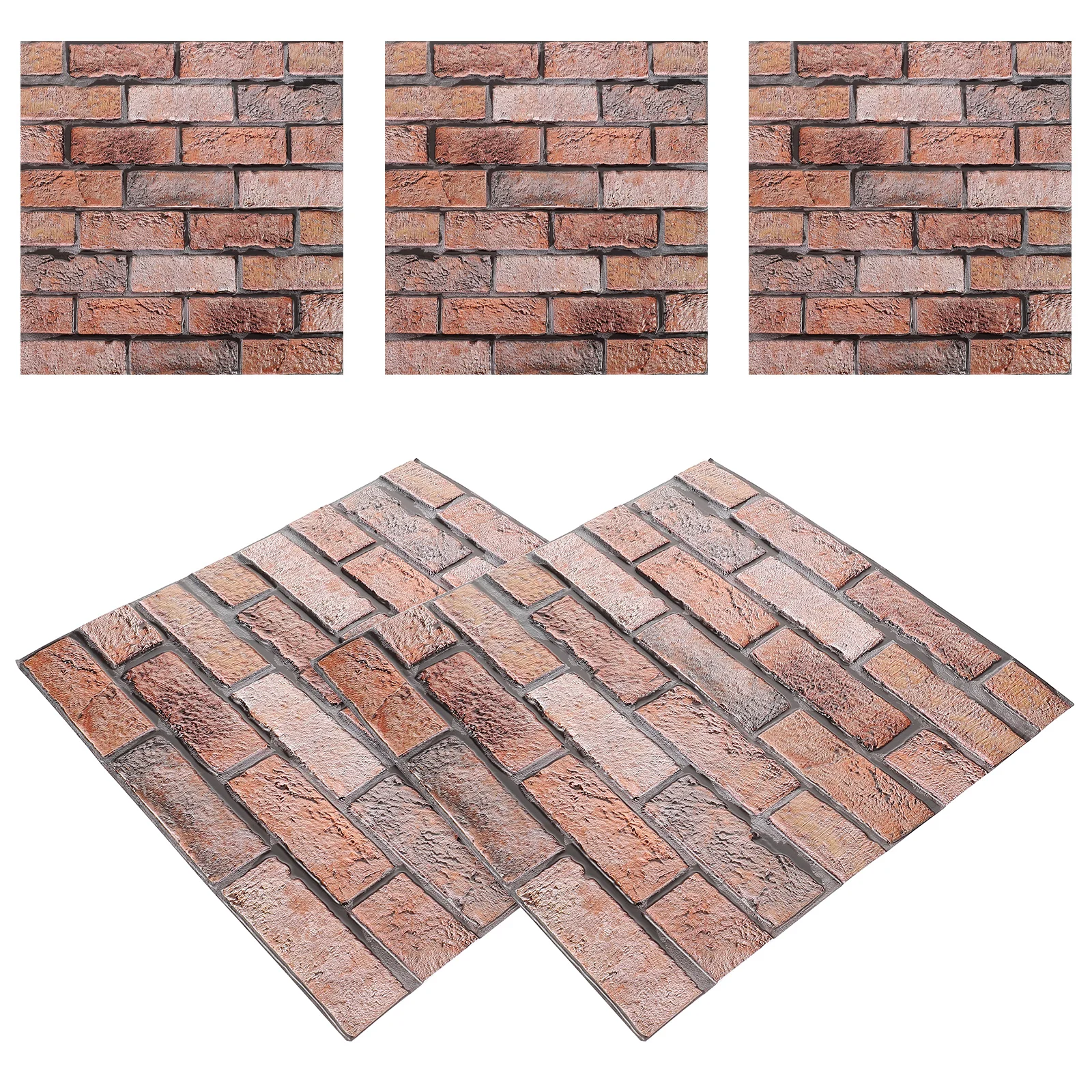 

5pcs Wall Stickers PVC Self Adhesive Waterproof Faux Brick Panels 3D Wallpaper Living Room Background Decor RemovableVintage