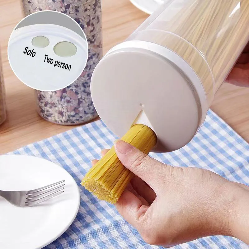 Bote sellado de fideos, accesorios de cocina, almacenamiento y organización de cocina de plástico de calidad alimentaria, caja de almacenamiento de latas dividida cuantitativa