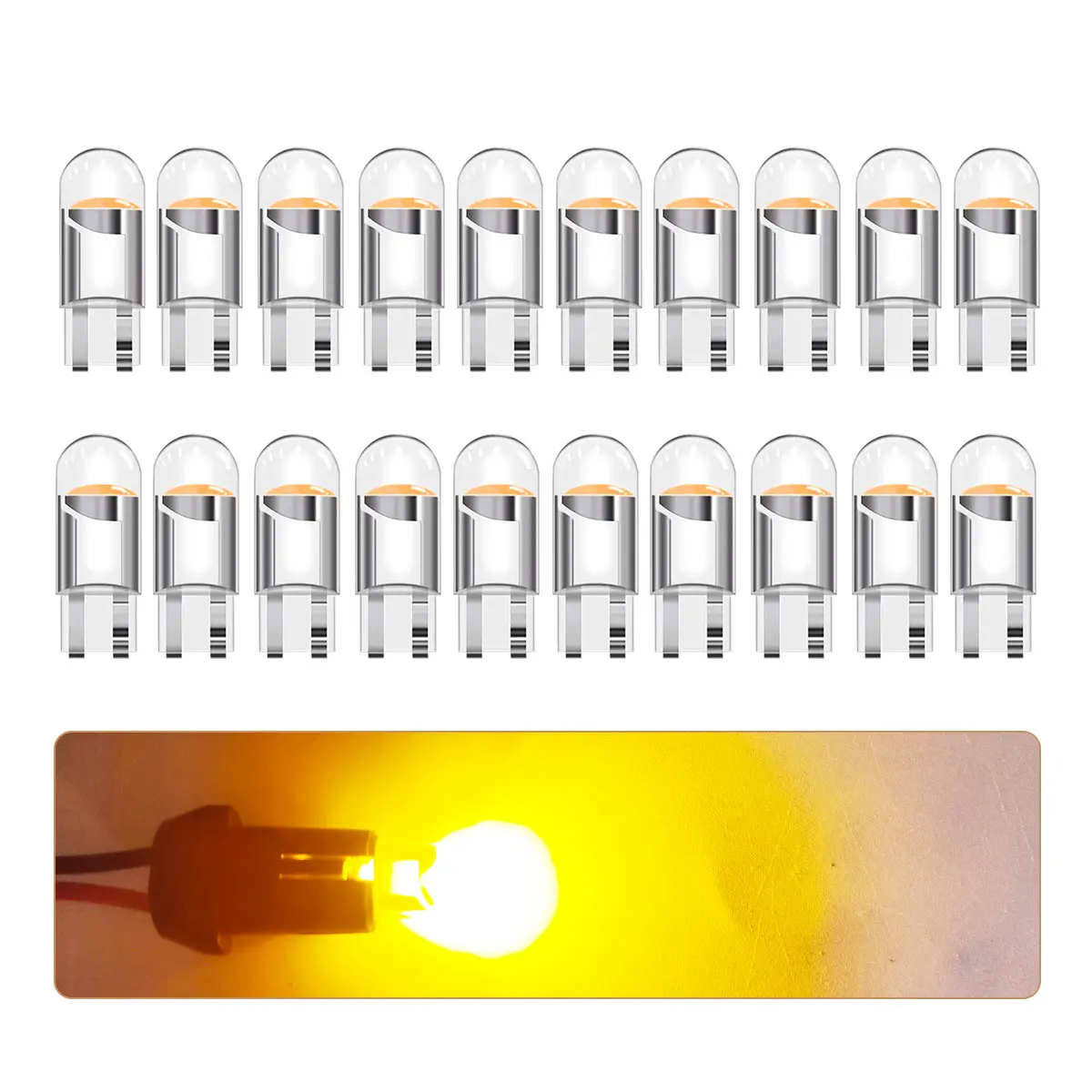 

2 шт., 10 шт., 20 шт. Полностью прозрачные светодиодные автомобильные сигнальные лампы T10 W5W с углом обзора 360 градусов для освещения салона и указателей поворота