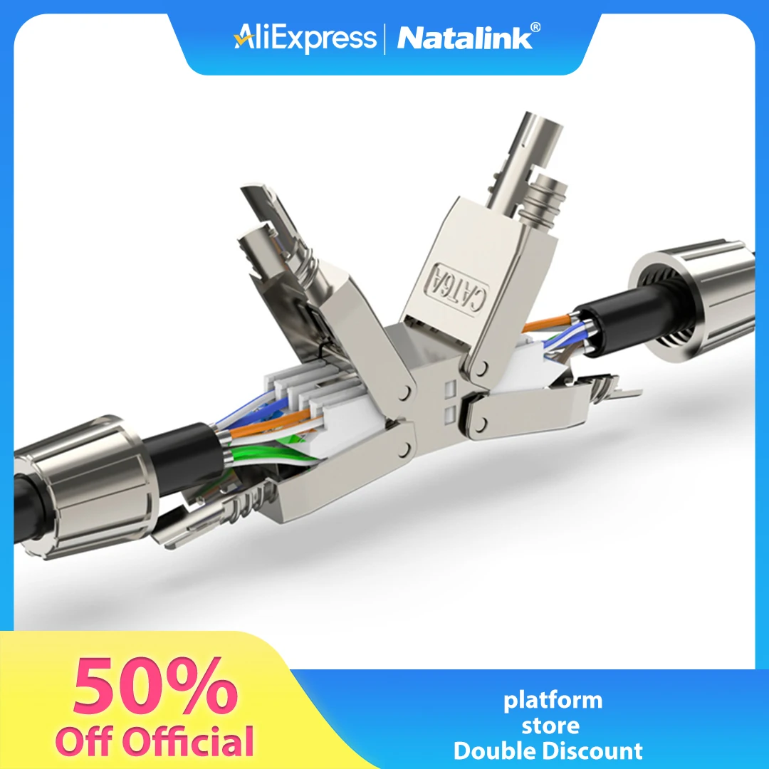 

Natalink Cat6A Cat7 Cable Extender Junction Adapter RJ45 Connector Box RJ45 Lan Cable Extension Connector Full Shielded Toolless