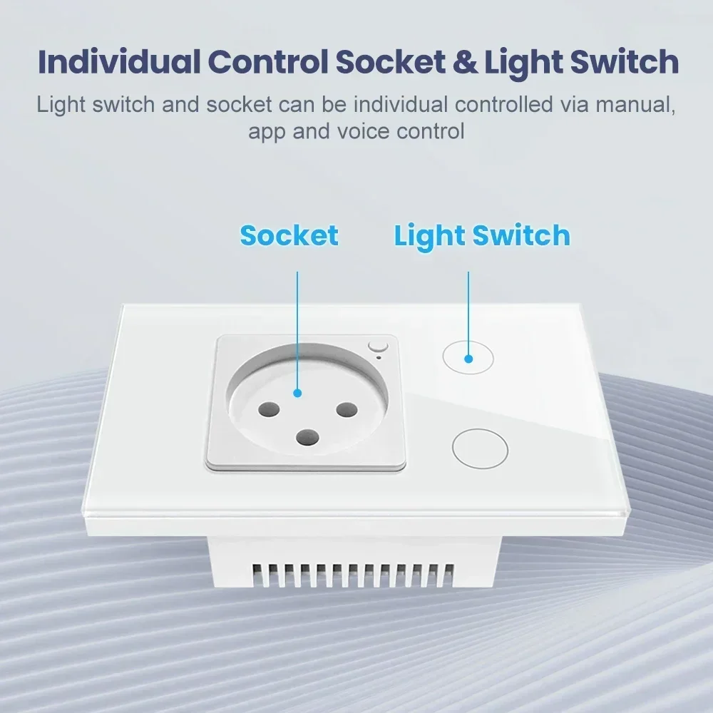 TNCE Israel Stand Tuya WiFi Wall Light Switch with Socket,Smart Life App Remote Control,Works With Alexa Google Home.