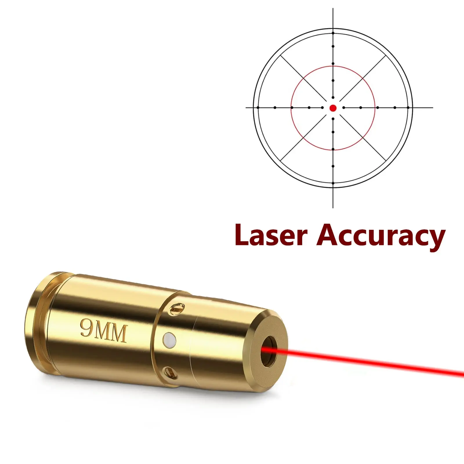 CVLIFE 9MM Bore Sight For 223 5.56mm Pistol Rifle Shotgun Red Laser Boresighter Copper Metal with 4 Sets of Batteries