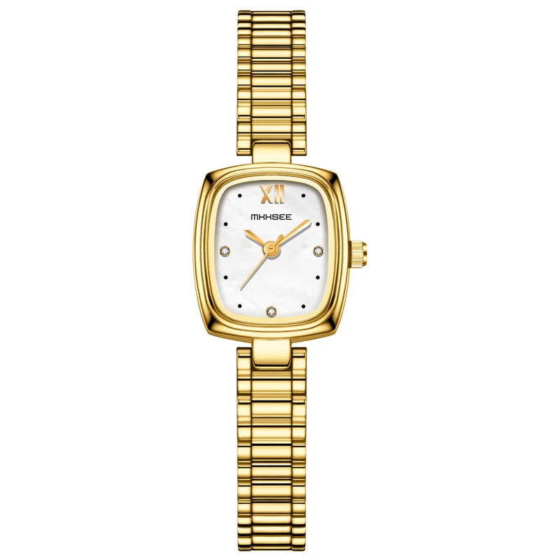 Модные простые женские часы, популярные кварцевые часы с ремнем из нержавеющей стали для женщин, платье со стразами часы женские нар