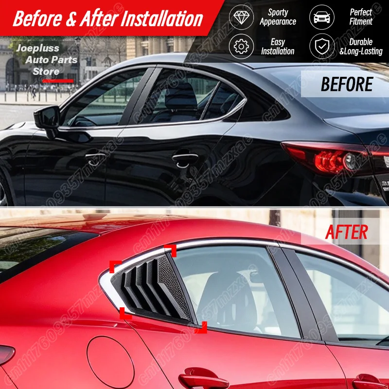For Mazda Axela BP 2020 2021 2022 Car Side Louver Racing-Style Vehicle Rear Window Shutter Cover Body Decorate Modification Kit