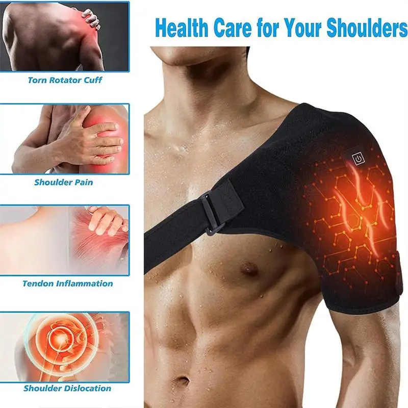 Rotator Cuff Shoulder Brace 3 Adjustable Heat USB Plug-in Electric Shoulder Massager Shoulder Brace Wrap Heating Pad For Women