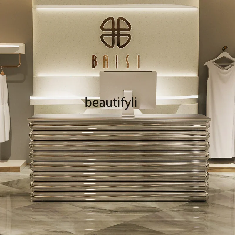 

Asmt52 luxury stainless steel checkout page clothing store store store small counter beauty salon reception table restaurant bar