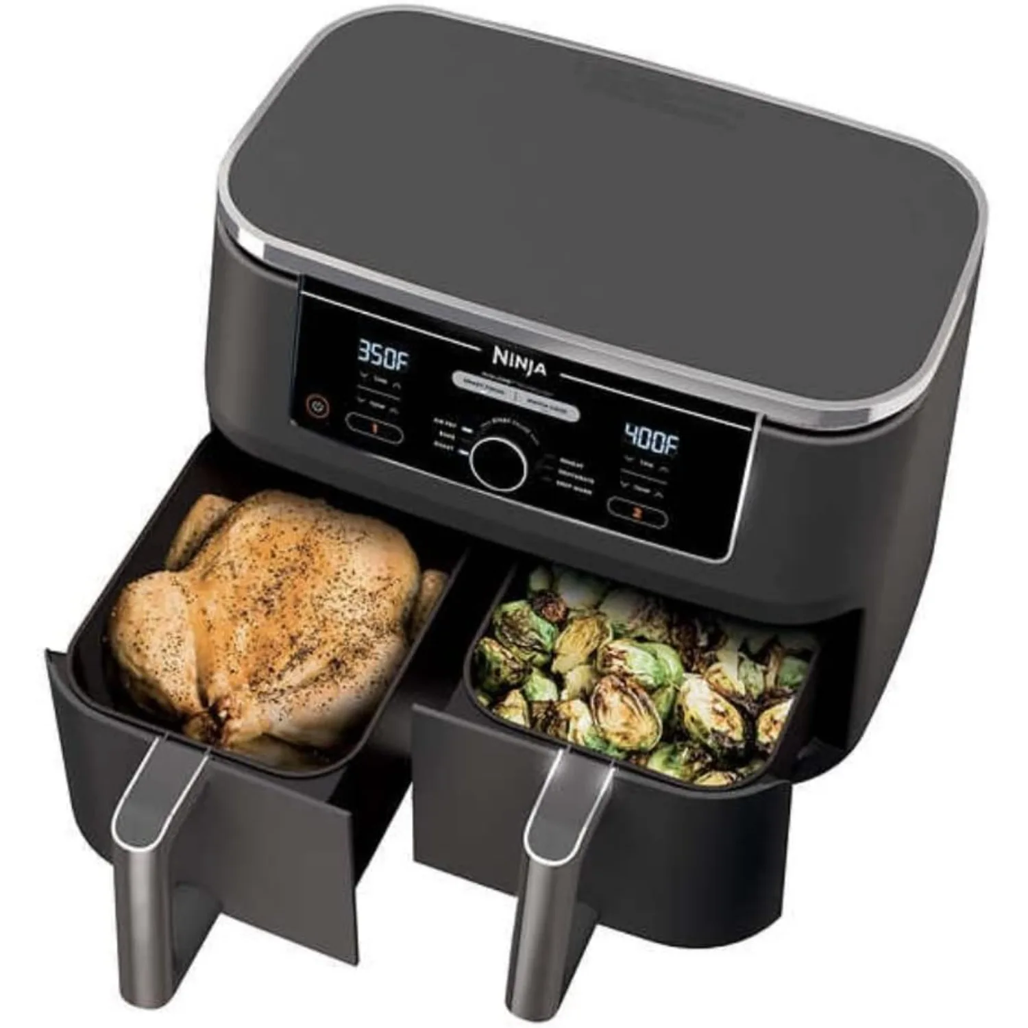 

6 in1 10qt. XL 2 Basket Air Fryer with 2 Independent Frying Baskets, Match Cook & Smart Finish to Roast, Broil, Dehydrate & More