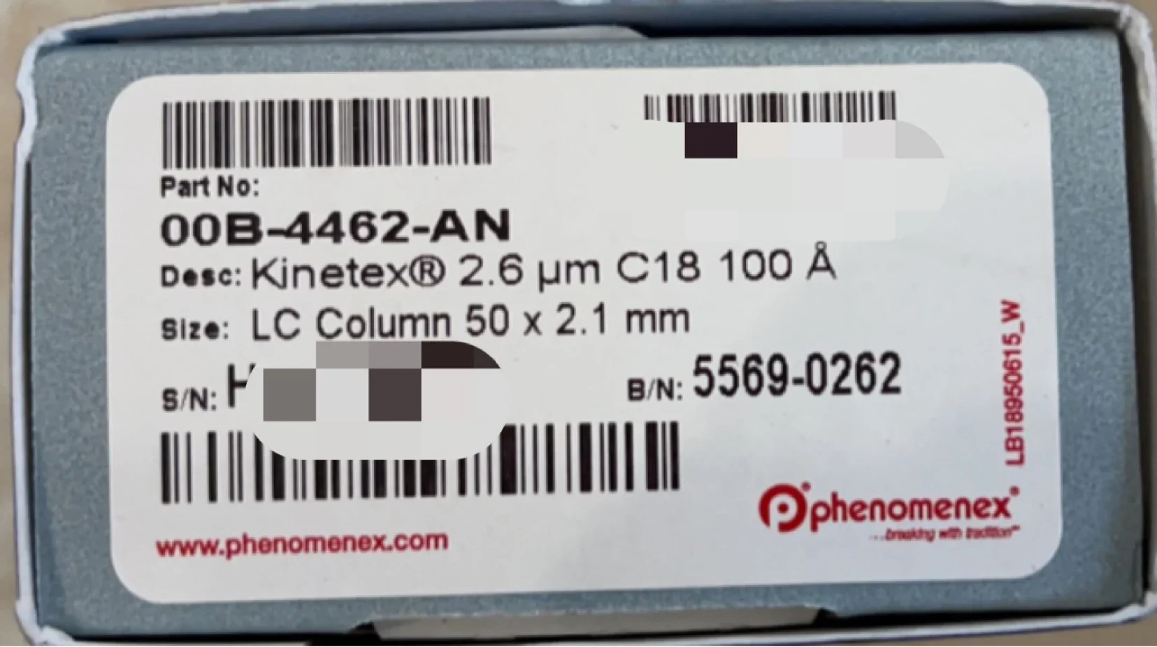

Колонка Phenomenex 00B-4462-AN Kinetex C18 50*2,1 мм 2,6 мкм