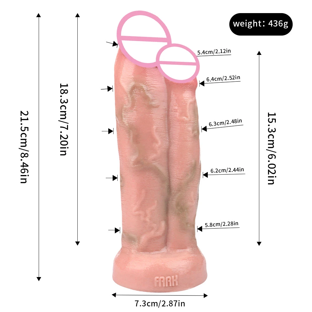 FAAK Silicone Realistic Double Dildo Seemless Skin Touch Lifelike Penis With Suction Cup Sex Toys For Women Female Masturbator image 6