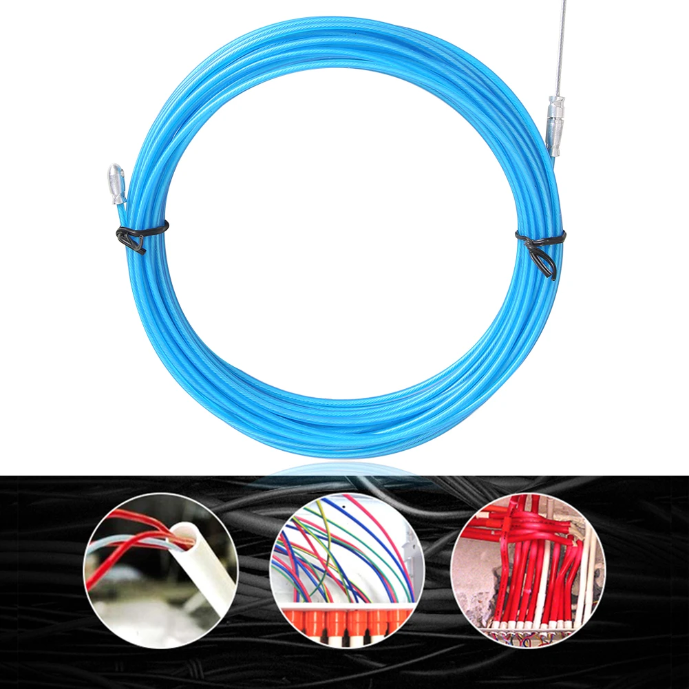 5/10/15m blue Wire Cable Puller Through Wall Wire Threader Fastener Cable Pulling Tool Guide Device Push Duct Snake Rod