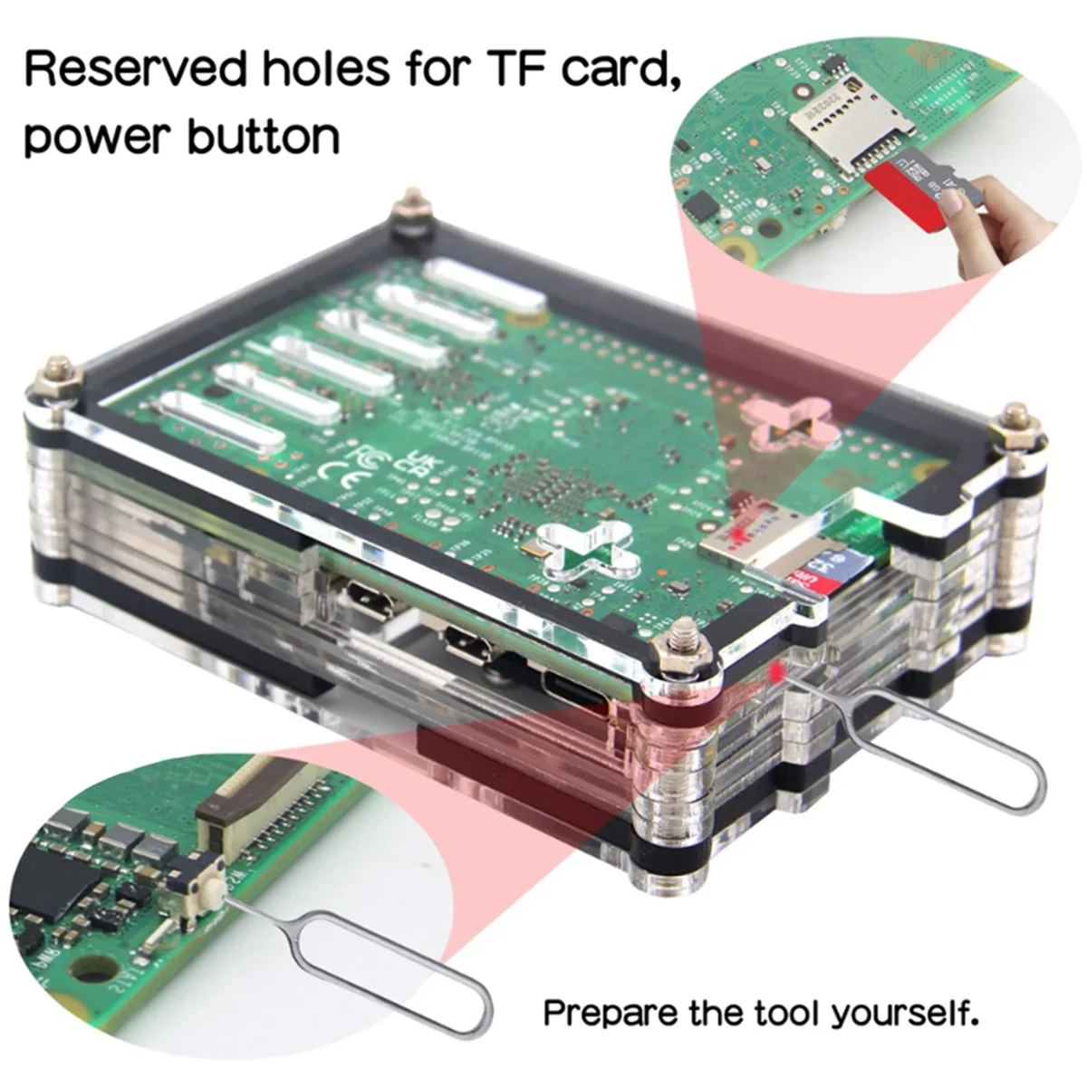 AT87-9-слойный акриловый чехол для Raspberry Pi 5, совместимый с активным кулером Raspberry Pi 5