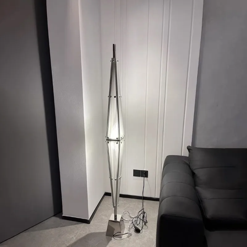 

High-end minimalist creative villa pyramid simple living room sofa light and shadow art ornament floor decorative lamp