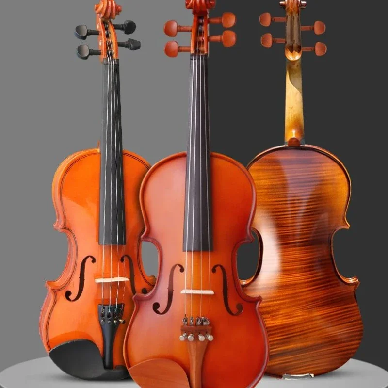 Solid Wood Violin Beginner Professional Introduction Violin Accompanying Stringed Musical Instrument 1/2 1/4 3/4 1/8 Accessories