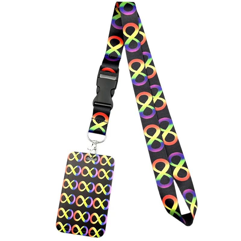 Neurodiversity Autism Awareness Keychain Lanyards Id Badge Holder ID Card Pass Gym Mobile Phone Badge Holder Key Strap Webbings