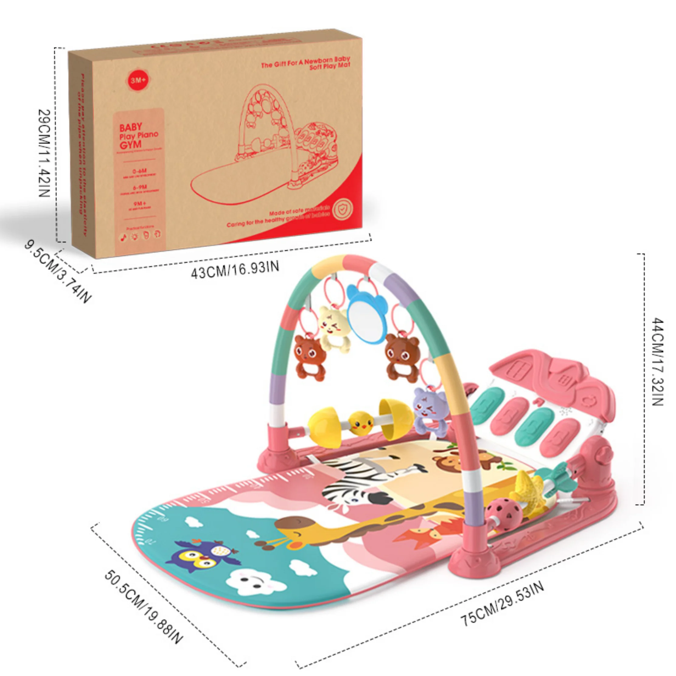 Release Mom's Hands Infant Toy Baby Pedal Piano Fitness Stand Multi-Functional 0-1 Year Old Baby Rattle Toy [Fence with Room]