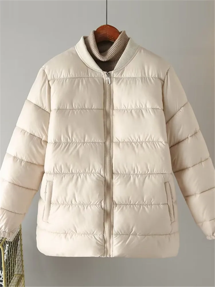 Veste d'hiver à col montant pour femmes, vêtements grande taille, coton et optique, sandwich au milieu, veste chaude pour grosse dame, nouveau