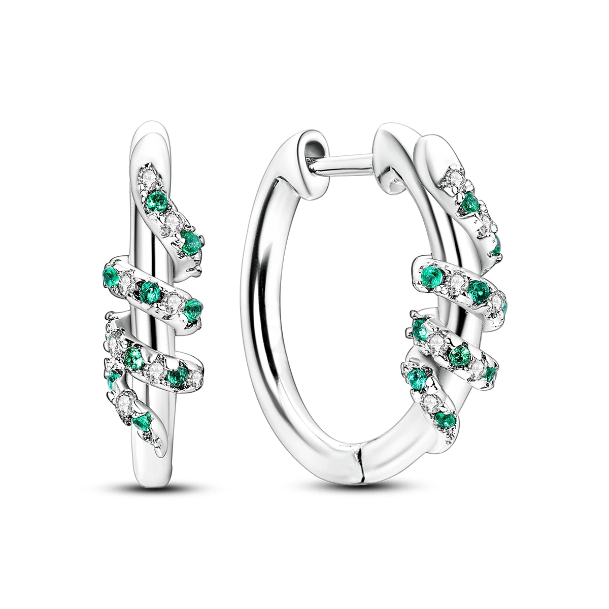 925 Sterling Silber Grüne CZ-besetzte Schlangen-Ohrringe für Damen, glitzernde Hängeohrringe, luxuriöser Statement-Schmuck, Geschenk