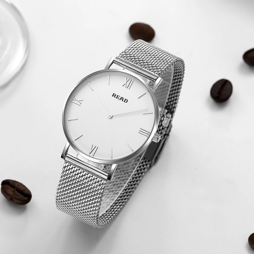 READ Minimalist Quartz Watch | Silver Stainless Steel Mesh Strap | Roman Numeral Dial | High Hardness Glass | 3ATM Waterproof
