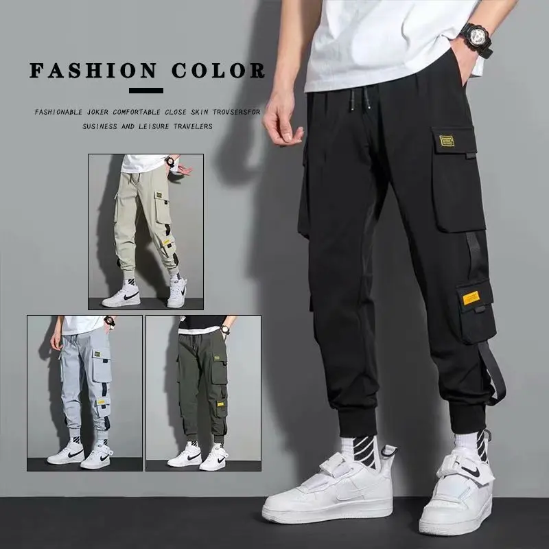 

Spring Autumn American Style Retro Multi-Pocket Overalls Fashion Brand Men Pants Youth Girdle Feet Trend Loose Casual Y2k Pants